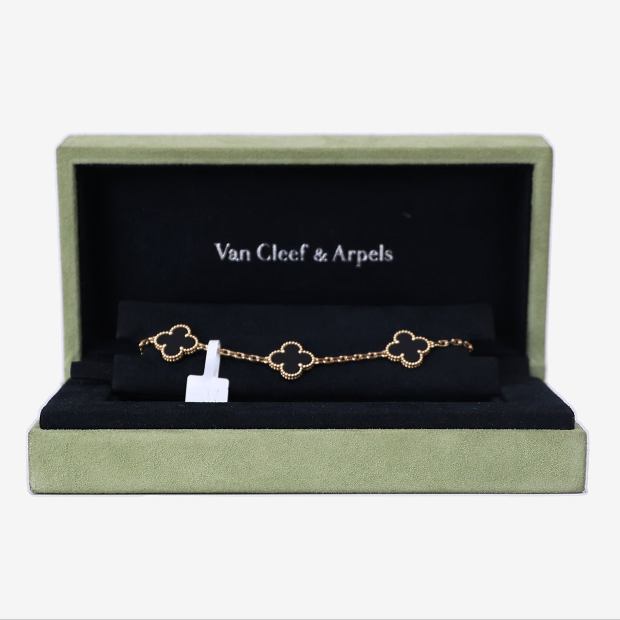 Van Cleef & Arpels Vintage Alhambra Bracelet in Black Onyx Yellow Gold detail view