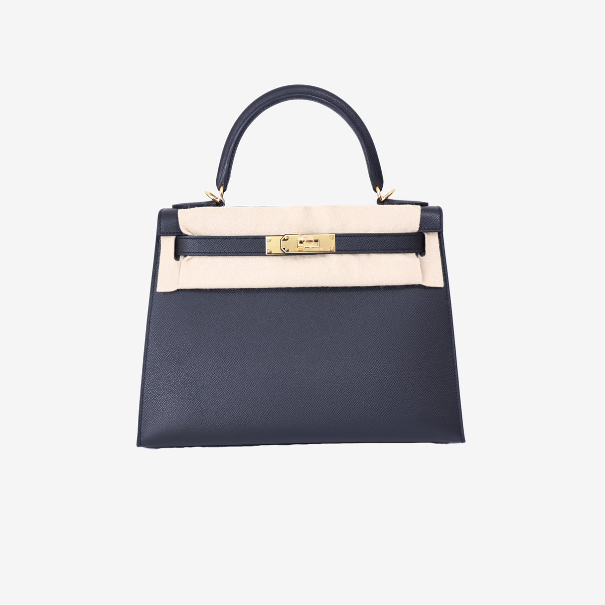 Hermès Kelly 28 in Noir Epsom Leather with Gold Hardware front view