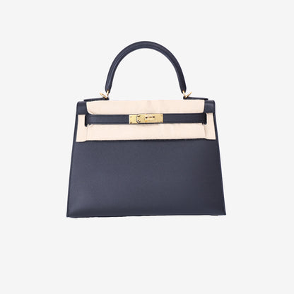 Hermès Kelly 28 in Noir Epsom Leather with Gold Hardware front view