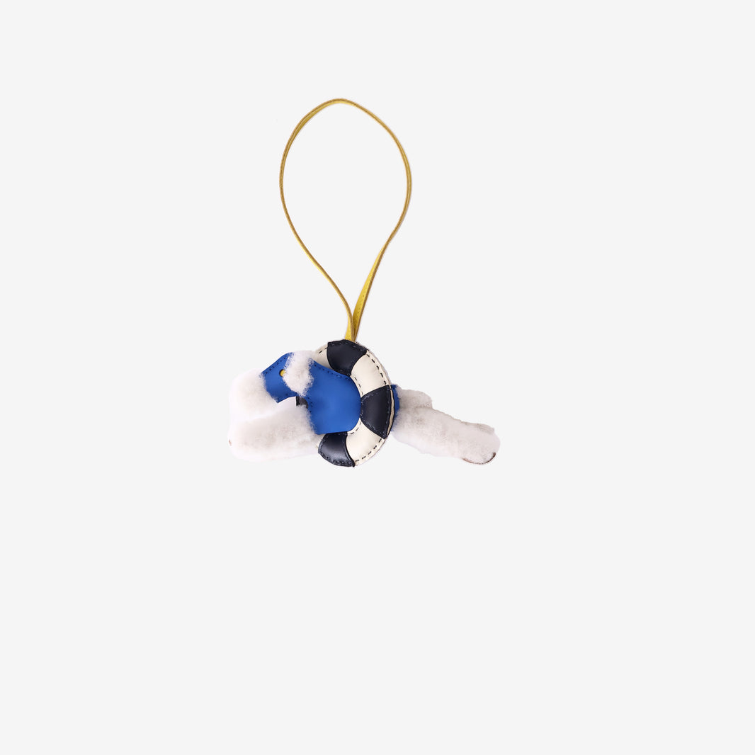 Hermès Budy À la Mer Bag Charm in Écru/Bleu Hydra/Jaune de Naples/Bleu Nuit/Craie Milo Lambskin and Merino Wool
