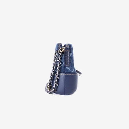 Chanel Gabrielle Clutch in Blue Quilted Denim/Calfskin Leather with Mixed Hardware