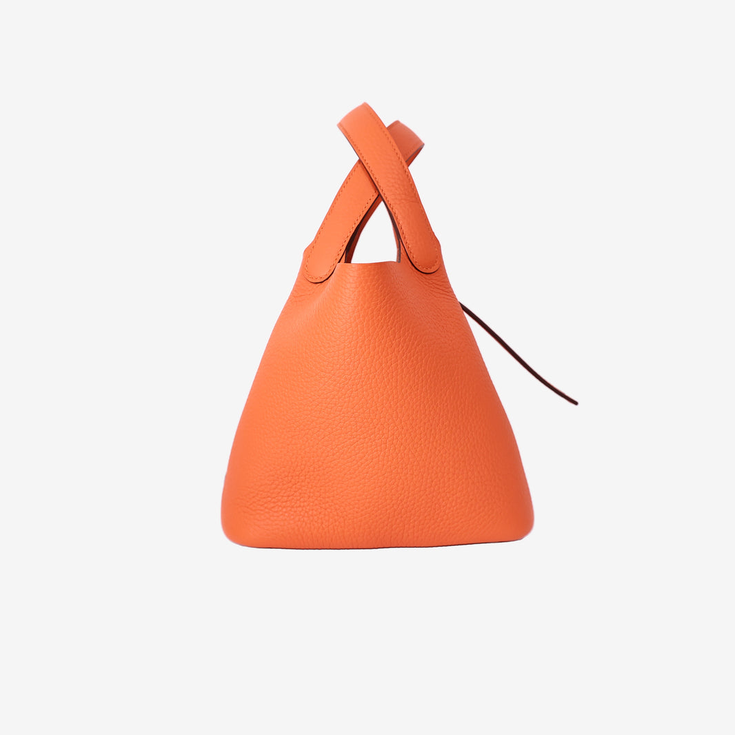 Hermès Picotin Lock 18 in Orange Clemence Leather with Palladium Hardware