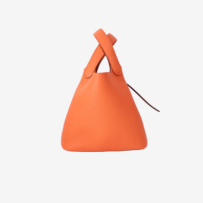 Hermès Picotin Lock 18 in Orange Clemence Leather with Palladium Hardware