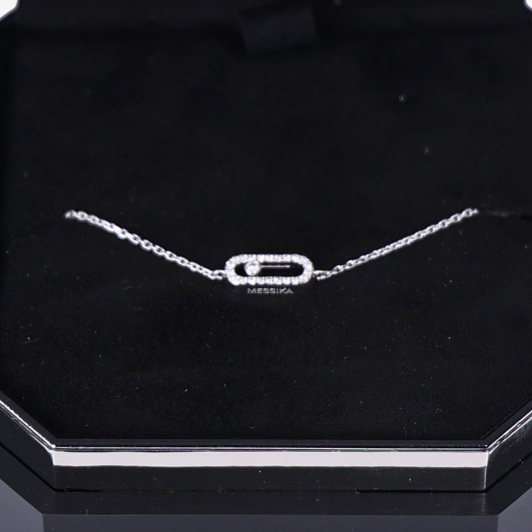 Messika Care(s) Pavé Diamond Bracelet in 18K White Gold with Diamonds detail view
