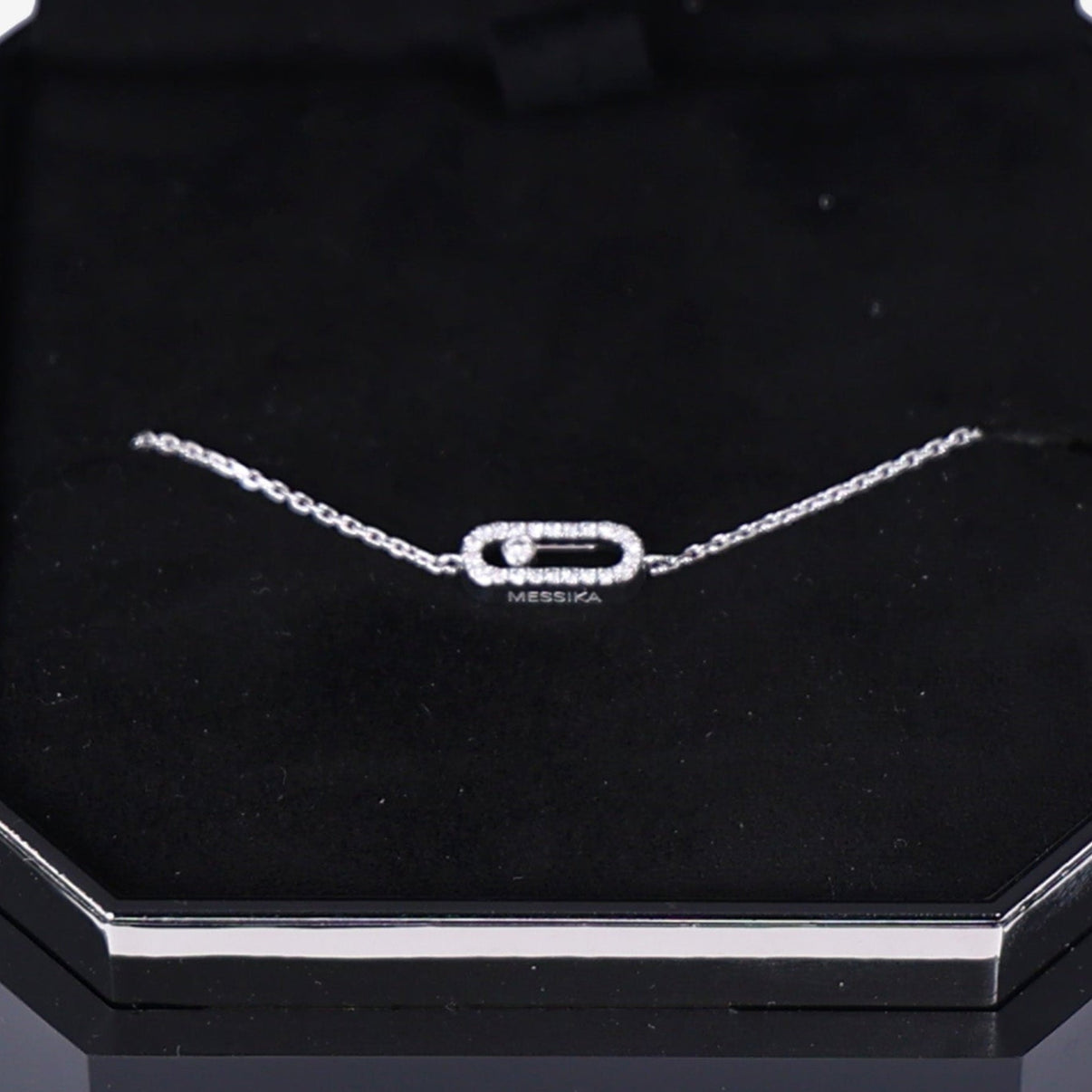 Messika Care(s) Pavé Diamond Bracelet in 18K White Gold with Diamonds detail view
