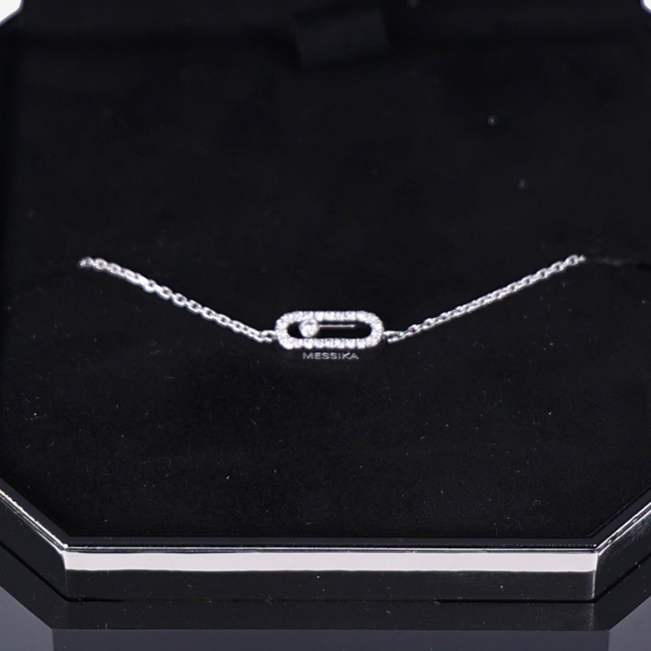 Messika Care(s) Pavé Diamond Bracelet in 18K White Gold with Diamonds detail view