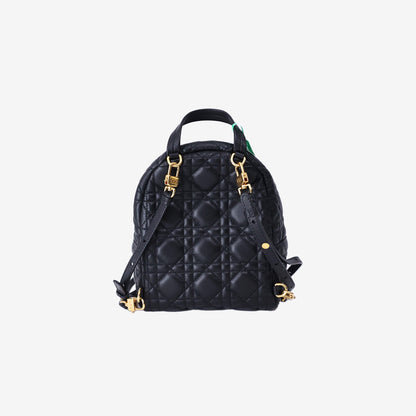 Dior Cannage Mini Backpack in Black Quilted Lambskin Leather with Gold Hardware