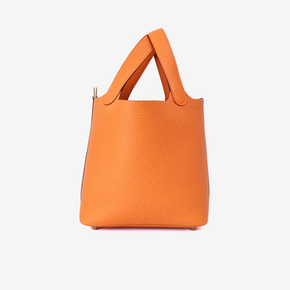 Hermès Picotin 18 Orange Clemence Leather with Gold Hardware side view
