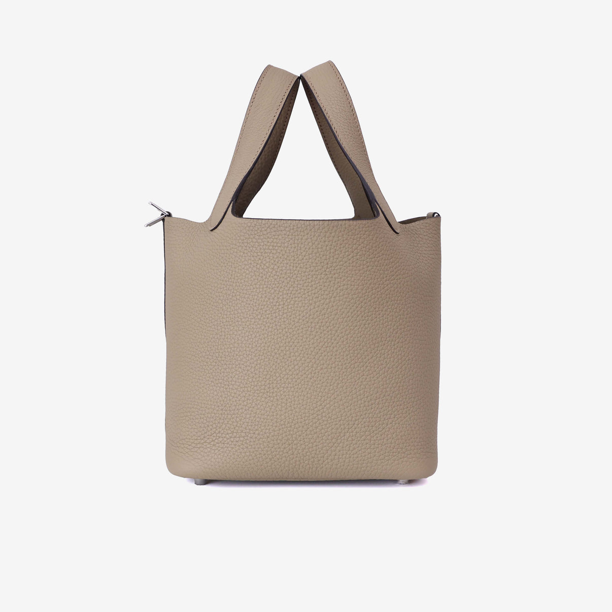 Hermès Picotin 18 in Beige de Weimar Clemence Leather with Palladium Hardware side view