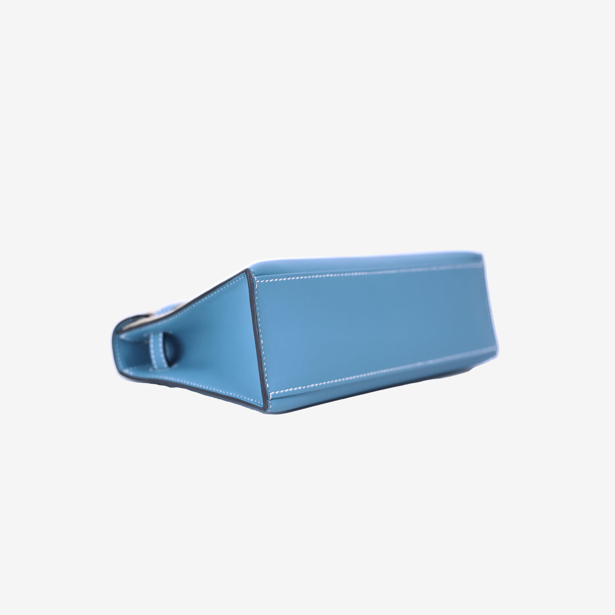 Hermès Kelly Pochette in Bleu Jean Swift Leather with Gold Hardware bottom side view