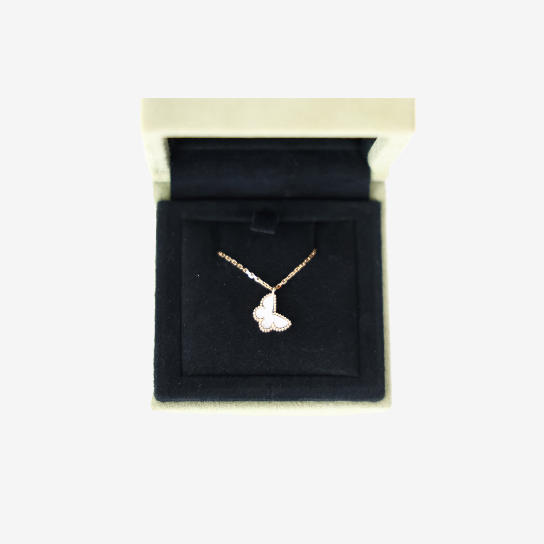 Van Cleef & Arpels Alhambra Butterfly Necklace in White Mother-of-Pearl with 18k Yellow Gold (Contact to Enquire)