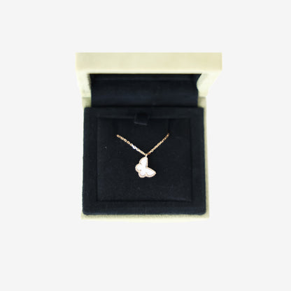 Van Cleef & Arpels Alhambra Butterfly Necklace in White Mother-of-Pearl with 18k Yellow Gold