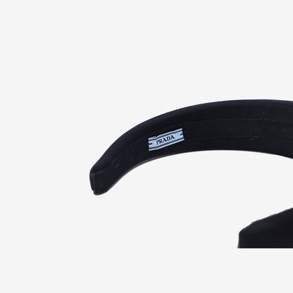 Prada Re-Nylon Triangle Logo Headband in Black