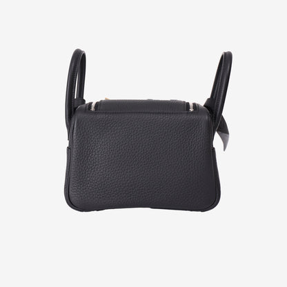 Hermès Mini Lindy 20 in Noir Clemence Leather with Palladium Hardware