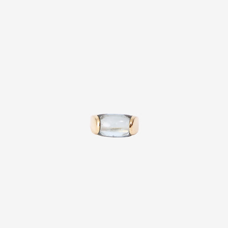 Bvlgari Vintage Tronchetto Dome Ring in 18K Yellow Gold with Blue Topaz