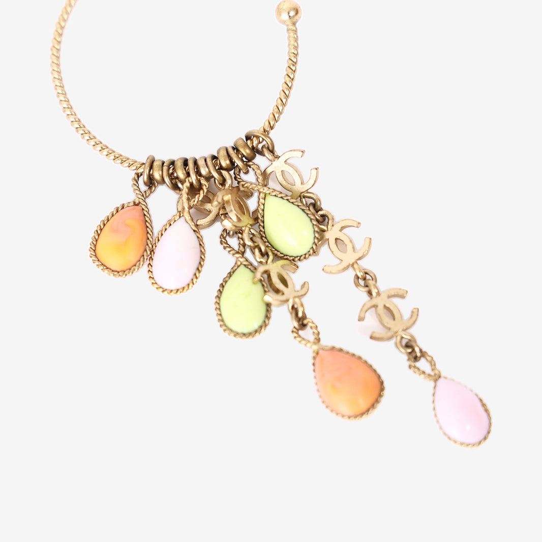 Chanel Vintage Gripoix Earrings in Gold-Tone Metal with Multicolour Detailing