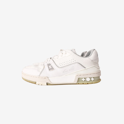 Louis Vuitton LV Trainer Sneaker in White Smooth/Grained Calfskin Leather (EU 38.5)