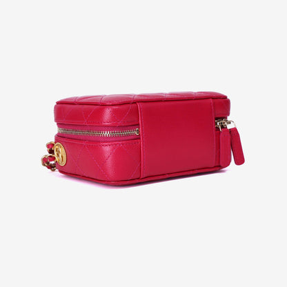 Chanel Twist Your Buttons Square Vanity On Chain in Pink Caviar Leather with Gold Hardware