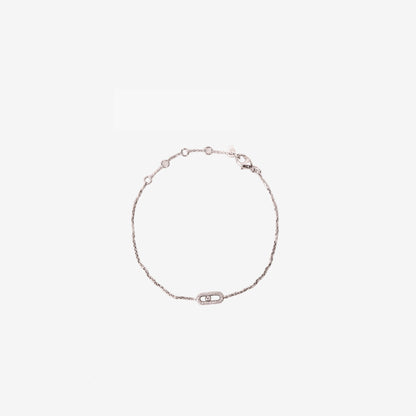 Messika Move Uno Mini Pavé Bracelet in 18K White Gold with Snaplink Clasp