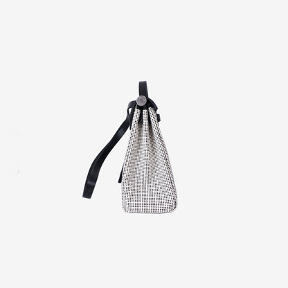 Hermès Herbag Zip 31 in Black/White Quadrille Canvas and Vache Hunter Leather with Palladium-Plated Hardware