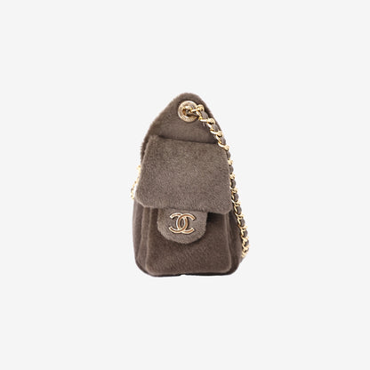 Chanel 26A Matthieu Blazy 25 Mini Hobo Bag in Khaki Pony Hair with Gold Hardware (Contact to Enquire)