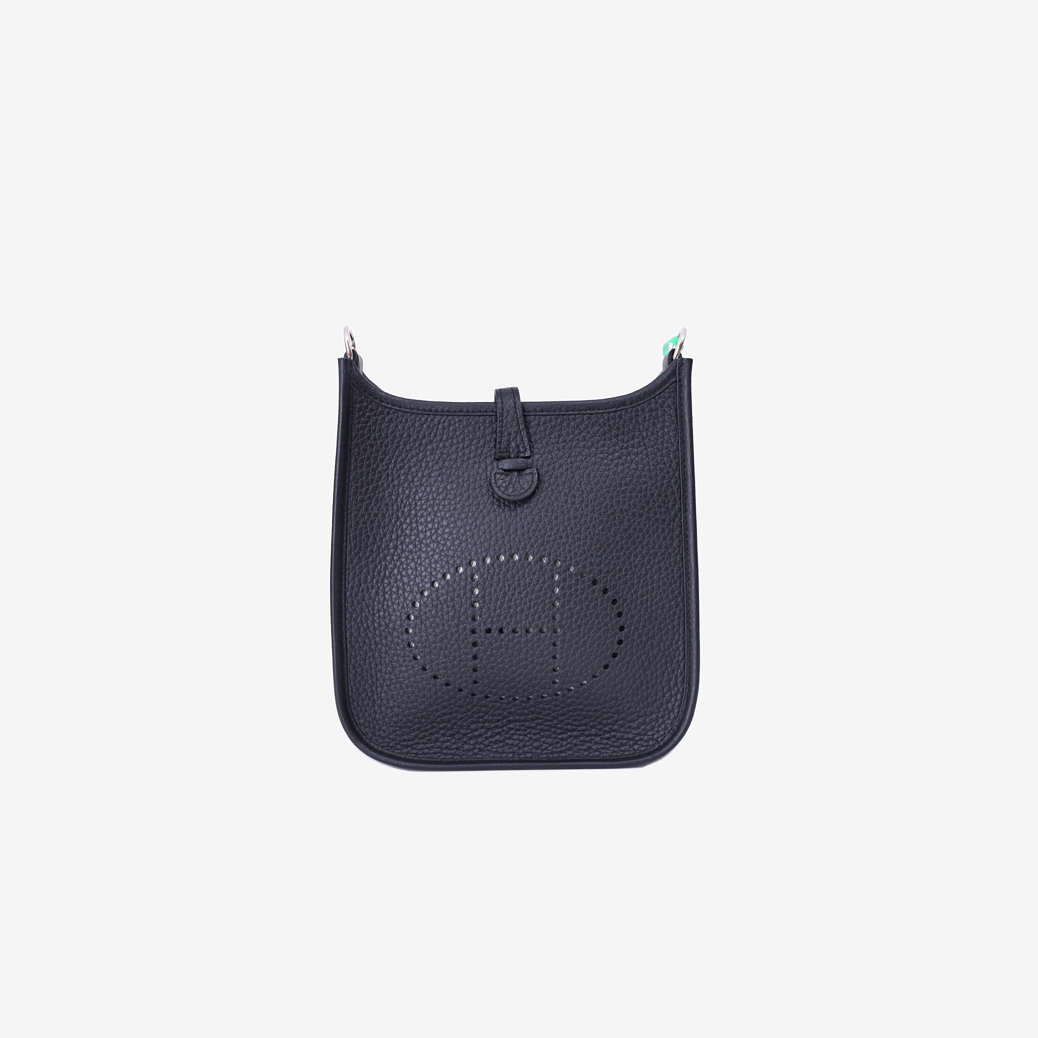 Hermès Evelyne 16 in Noir Clemence Leather with Palladium Hardware front view