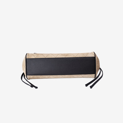 Chanel 26A Small Shopping Bag in Beige Black Suede Calfskin with Gold Hardware
