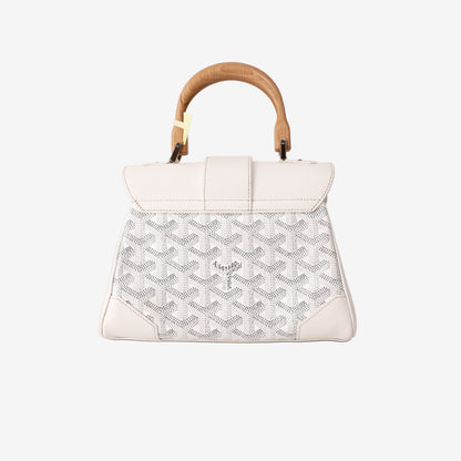 Goyard Saïgon Souple Mini Bag in White Goyardine Canvas with Chevroches Calfskin and Palladium Hardware