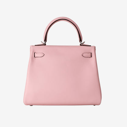 Hermès Kelly 25 in Rose Sakura Swift Leather with Palladium-Plated Hardware