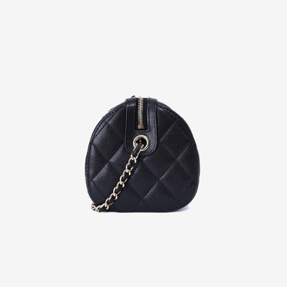 Chanel Classic Barrel Bag Mini in Black Caviar Leather with Gold Hardware side view