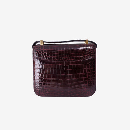Hermès Constance 23 in Rouge H Shiny Crocodile Leather with Gold Hardware