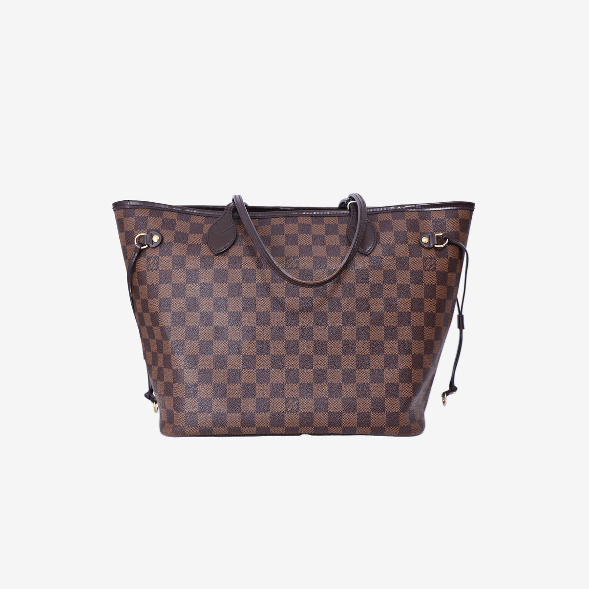 Louis Vuitton Neverfull Tote Bag in Brown Monogram Canvas Leather with Gold Hardware back view