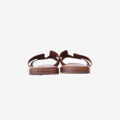 Hermès Oran Sandals in Gold (Brown) Calfskin Leather (Size 39)