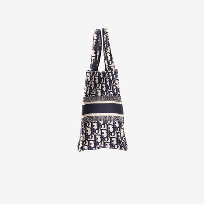 Dior Book Tote Small in Blue Oblique Canvas side view