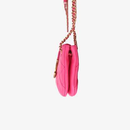 Chanel Fuchsia Baguette Bag in Pink Lambskin Leather with Gold Hardware