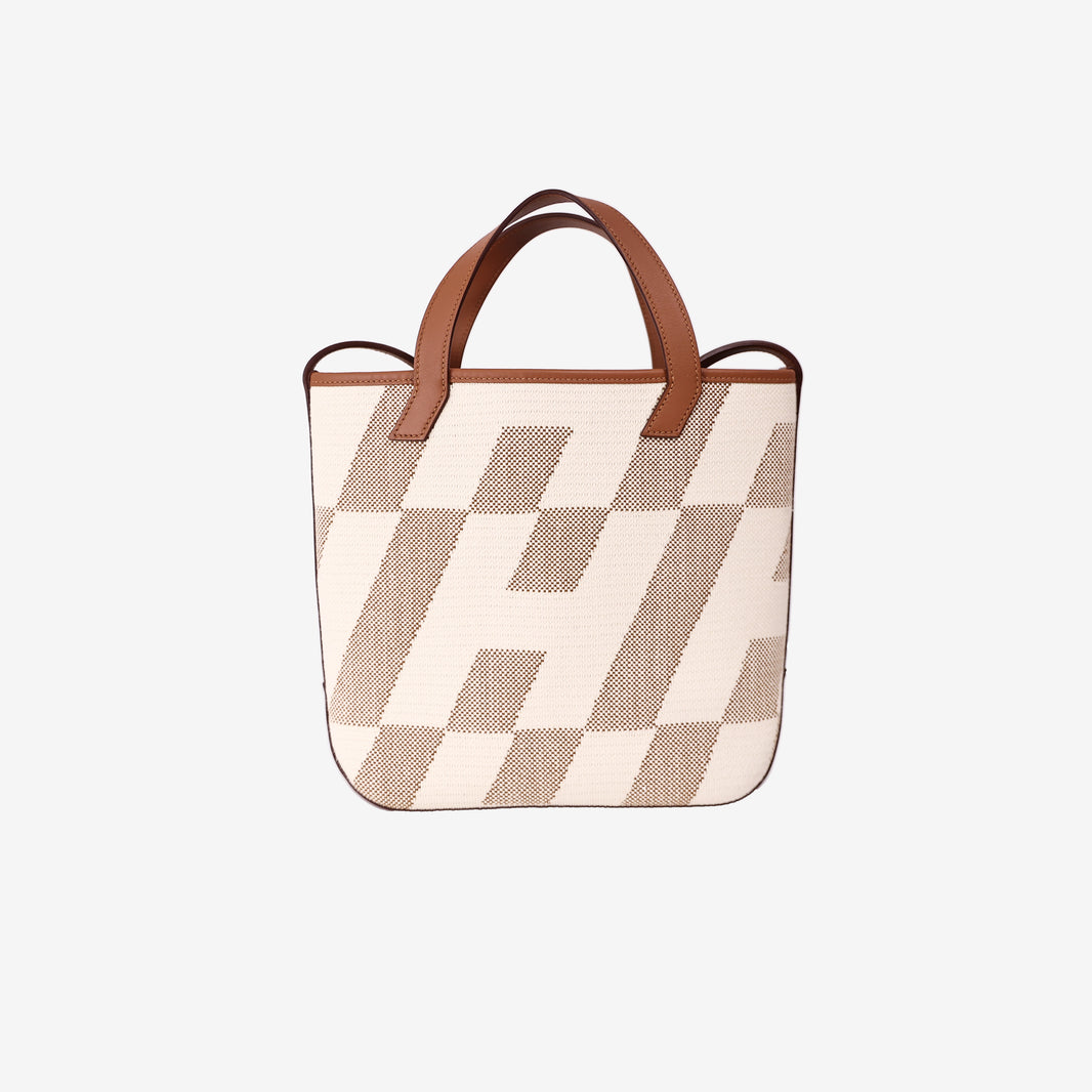 Hermès Cabas Tote Bag in Beige and Brown Canvas