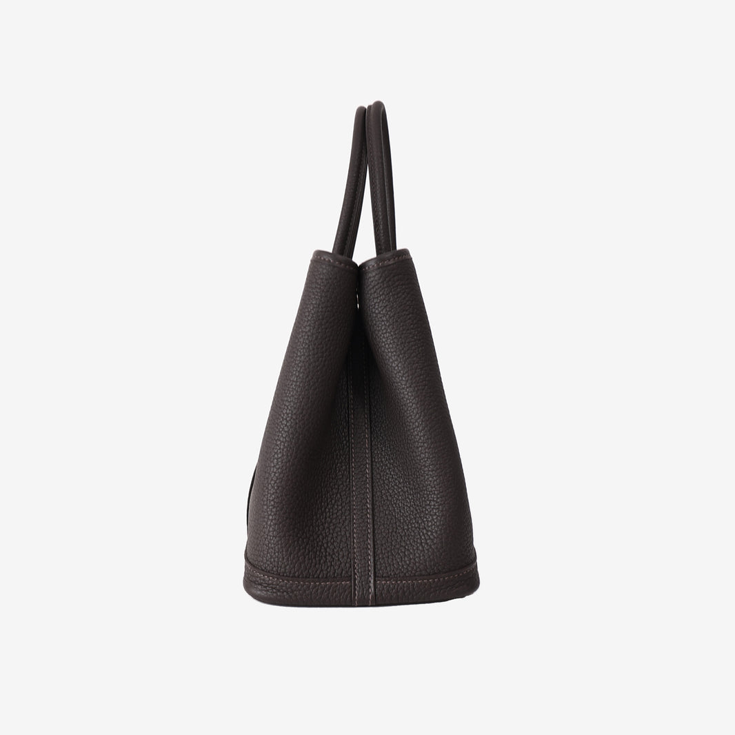 Hermès Garden Party 30 in Bai Brun Negonda Leather with Palladium-Plated Hardware