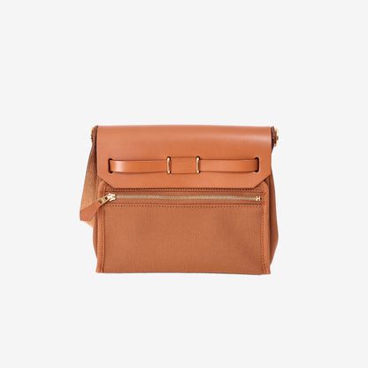 Hermès Herbag Zip Retourne 20 in Naturel Sable/Brown Military Toile Canvas/Vache Hunter Leather with Gold Hardware