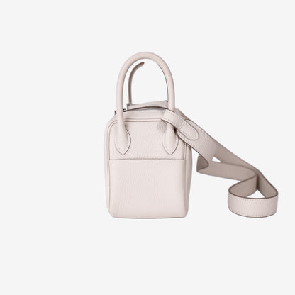 Hermès Mini Lindy in White Clemence Leather with Palladium Hardware