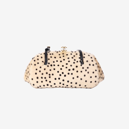 Chanel 26A Clutch with Leather Strap in Beige Pony Hair with Gold Hardware