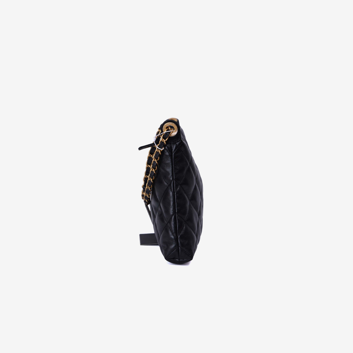 Chanel Matelassé Small Hobo Shoulder Bagin Black Lambskin Leather with Gold Hardware side view