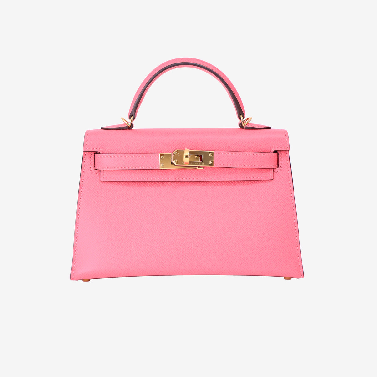 Hermès Mini Kelly 20 in Rose Azalée Epsom Leather with Gold Hardware front view