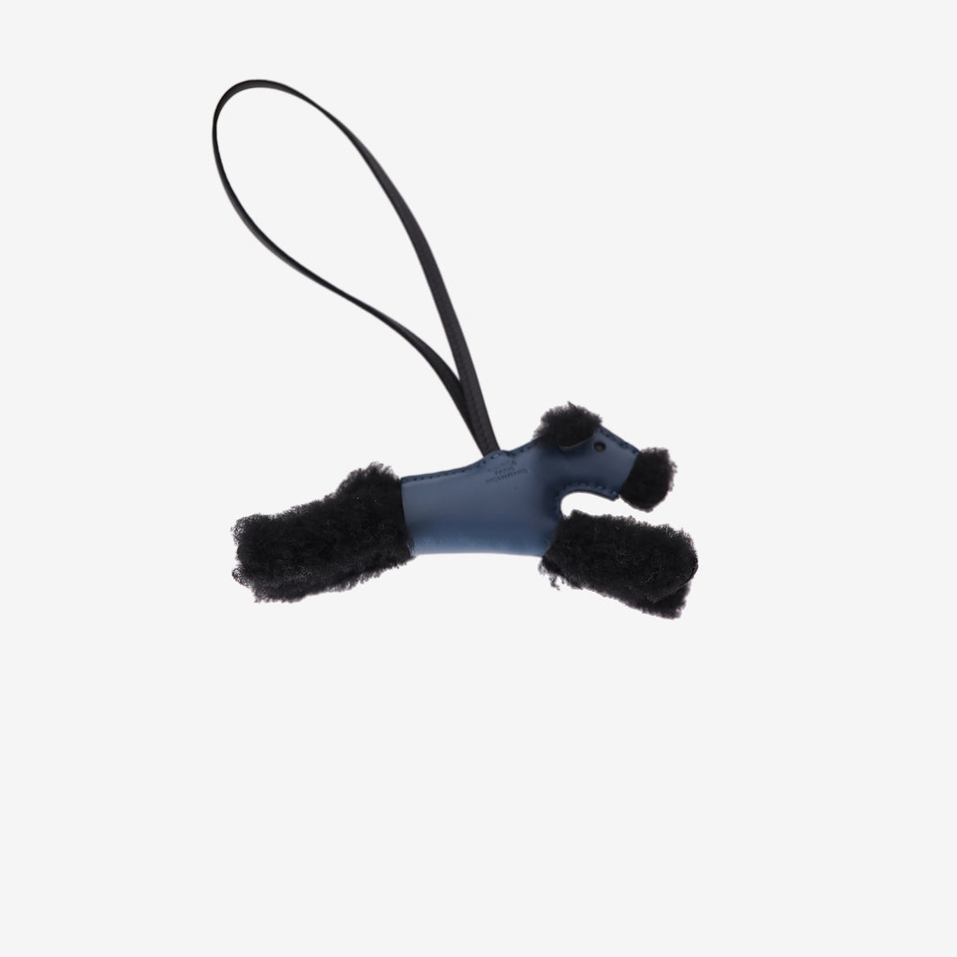 Hermès Budy Charm in Dark Blue/Black Lambskin