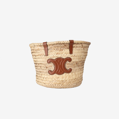 Celine Classic Panier Bag in Braided Palm and Calfskin Leather