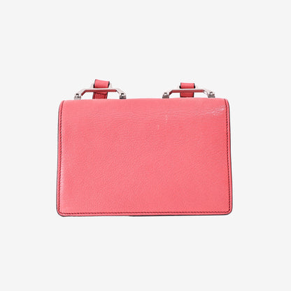 Miu Miu Madras Leather Crossbody Bag in Cherry Pink Goatskin with Blue Suede Trim