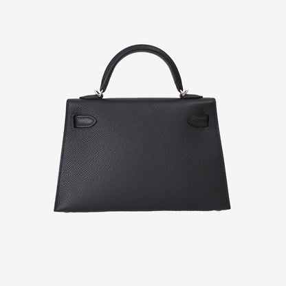 Hermès Mini Kelly 20 in Noir Epsom Leather with Palladium Hardware back view