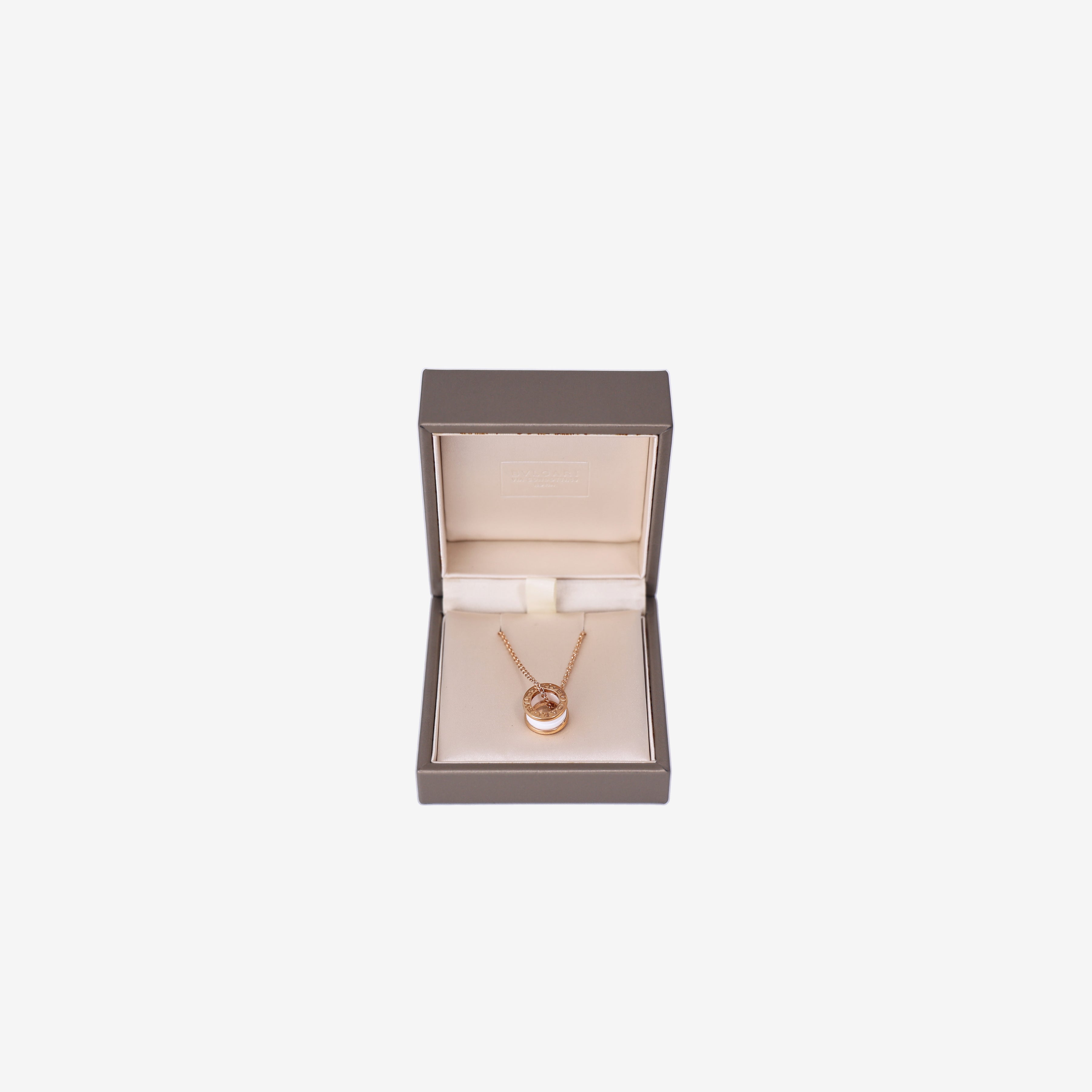 Bvlgari B.zero1 Necklace in White Ceramic and 18K Rose Gold side view