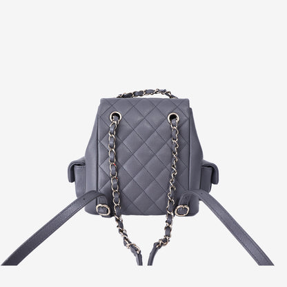 Chanel Small Duma Backpack in Grey Caviar Leather with Gold Hardware