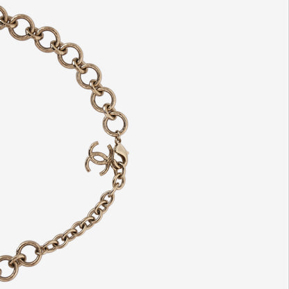 Chanel Long Necklace in Gold-Tone Metal with Embossed Letter Medallions