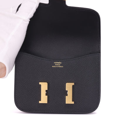 Hermès Constance Slim Wallet in Noir Epsom Leather with Gold Hardware (Contact to Enquire)
